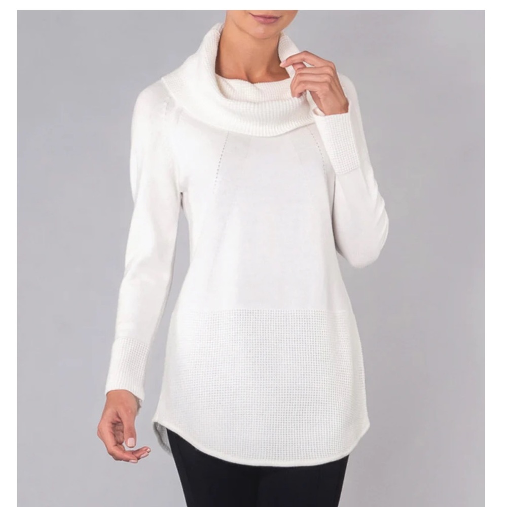 Dark blue Elena Wang  Textured Sweater With Cowl Neck And Rounded Bottom